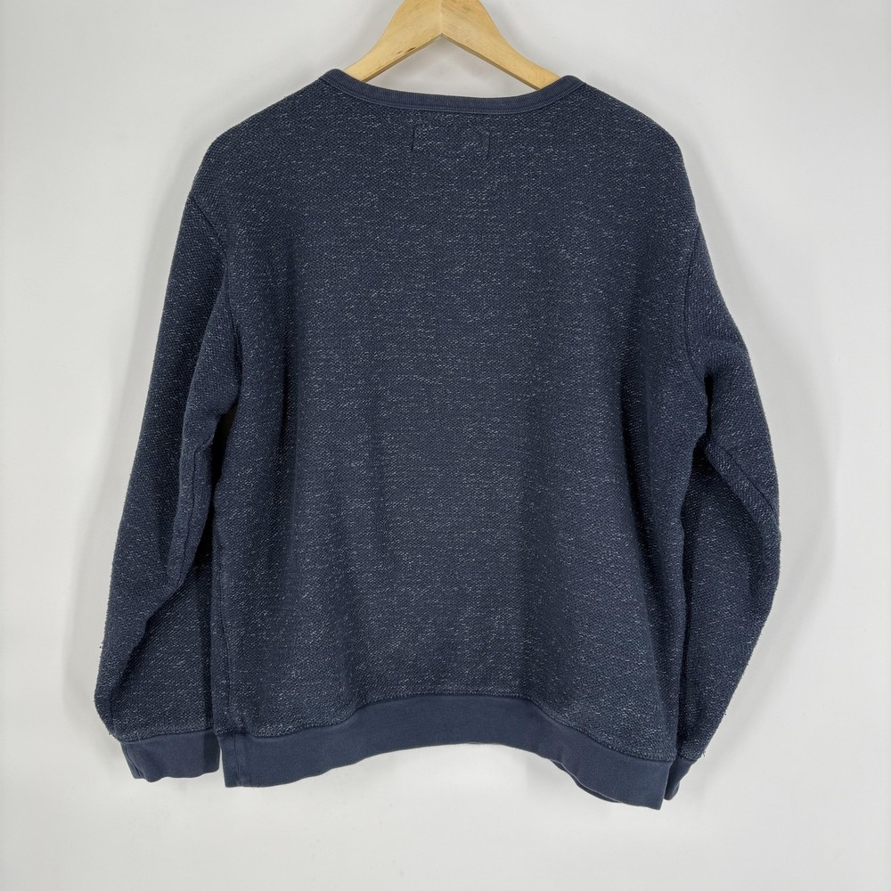 Mollusk Sweatshirt Mens Large Blue Textured Knit Pullover Crew Neck Cotton Blend - Picture 2 of 7